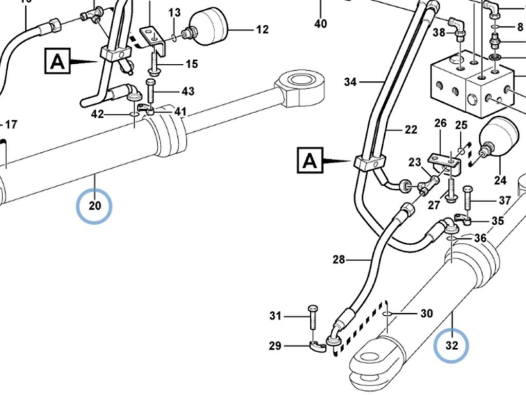 Volvo hydraulic cylinder for Volvo L180F and L180E. Foto 2