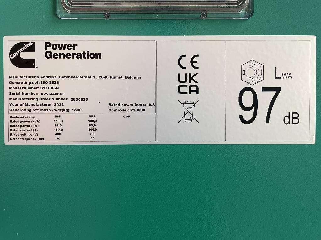 Cummins C110D5Q - 110 kVA Generator - DPX-18509-Q Foto 6