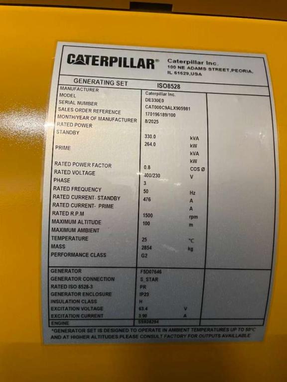 Caterpillar DE330E0 - C9 - 330 kVA Generator - DPX-18022 Foto 6