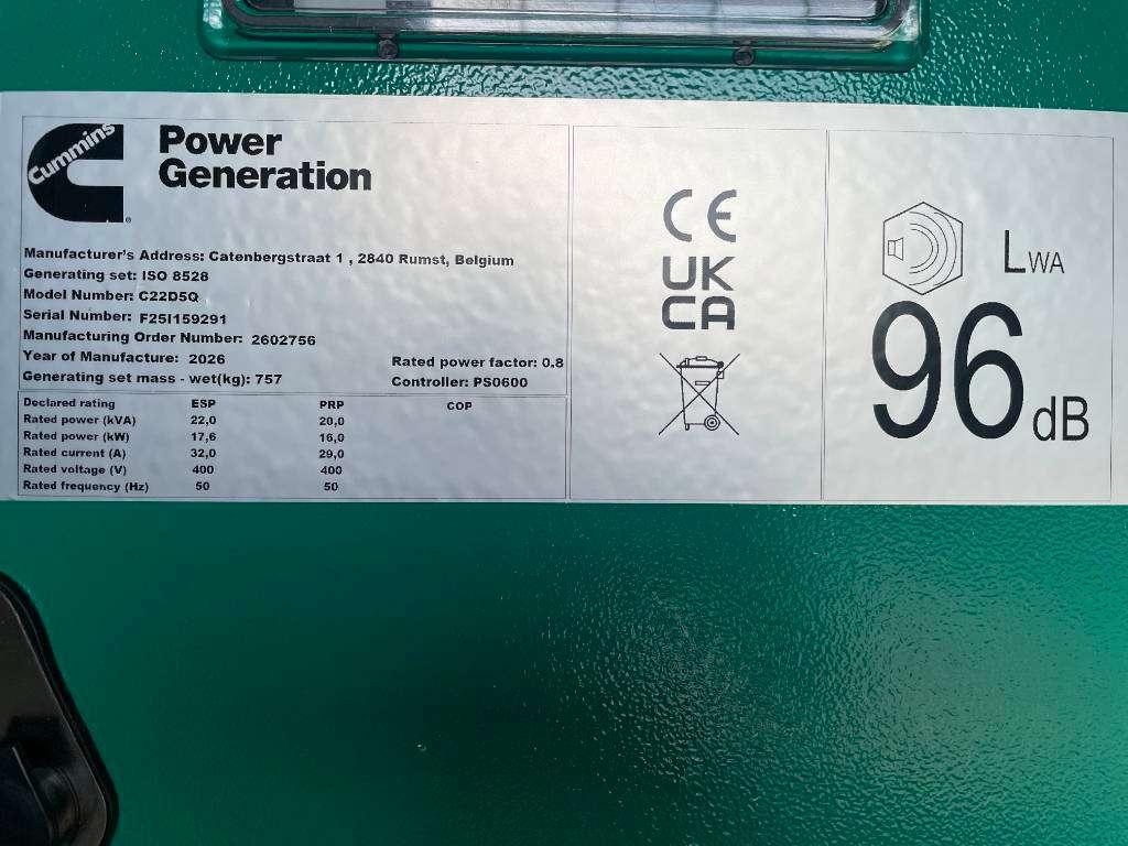 Cummins C22D5Q - 22 kVA Generator - DPX-18501-Q Foto 6