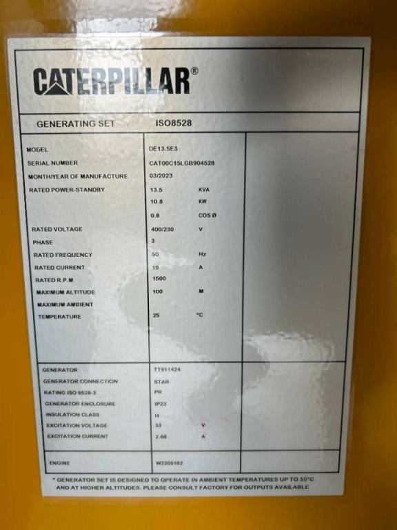 Caterpillar DE13.5E3 - 13.5 kVA Generator - DPX-18001 Foto 5