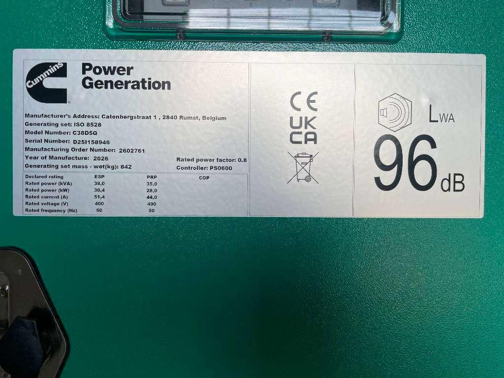 Cummins C38D5Q - 38 kVA Generator - DPX-18504-Q Foto 6