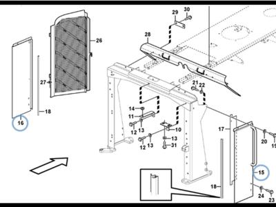 Volvo radiator side hatch for Volvo  L150E, L150F, L180F, L220F, L180E and L220E. vendida por Balavto