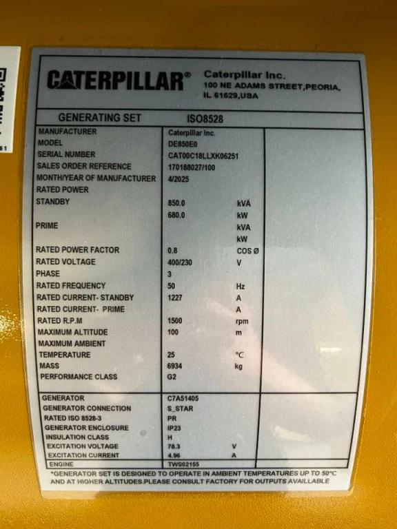 Caterpillar DE850E0 - C18 - 850 kVA Generator - DPX-18032 Foto 6