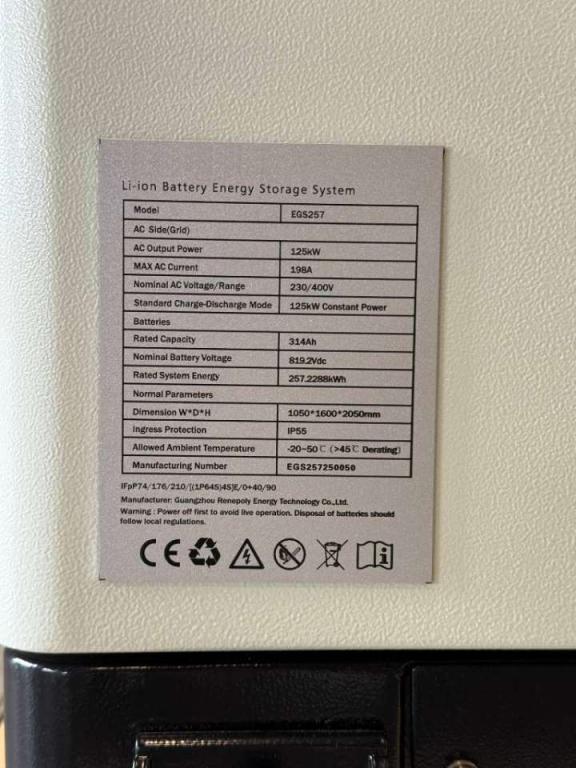 DPX 57759.2 - Battery BESS EGS - 125kW/750kWh Foto 4