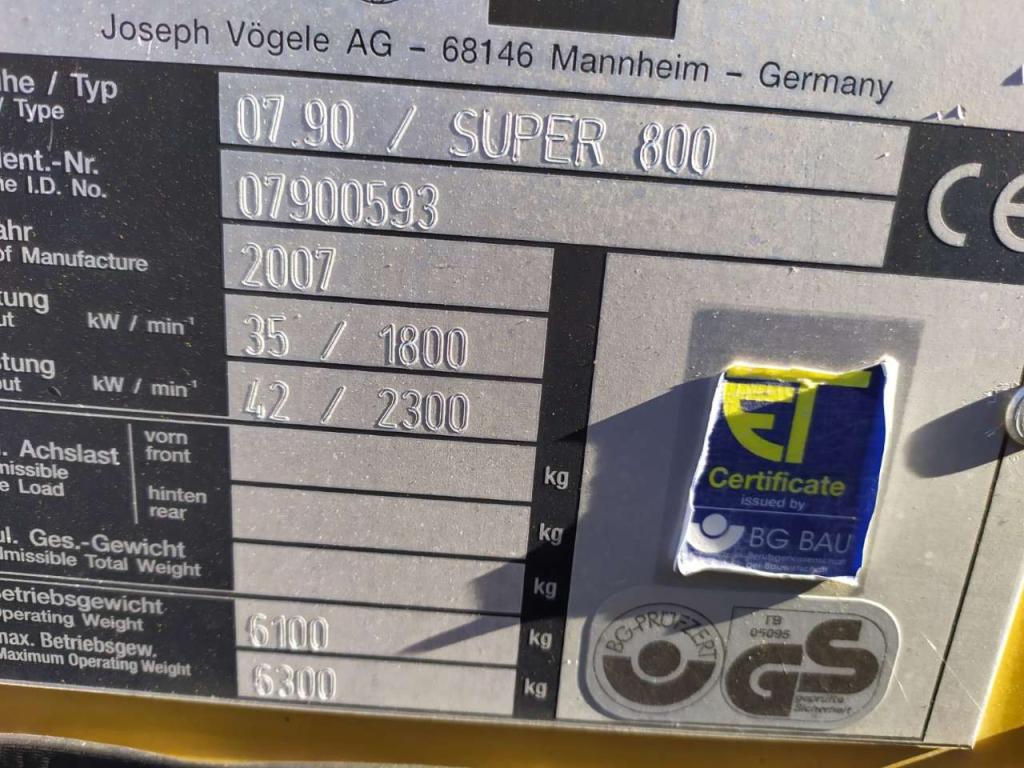 Vogele Super 800 Foto 7