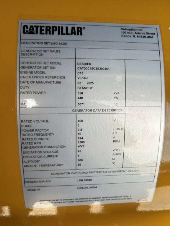 Caterpillar DE550E0 - C15 - 550 kVA Generator - DPX-18027 Foto 5