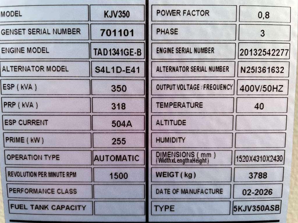 Volvo TAD1341GE - 350 kVA Generator - DPX-18878 Foto 6