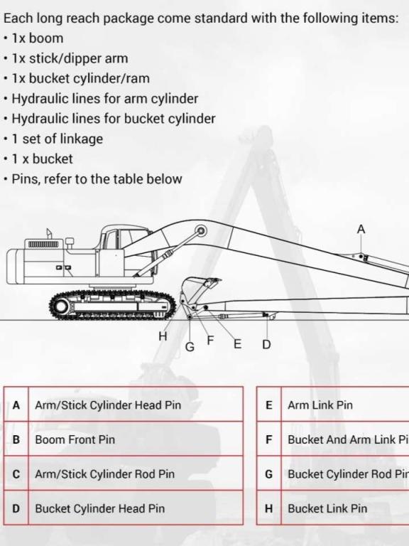 Hyundai long reach boom Foto 2