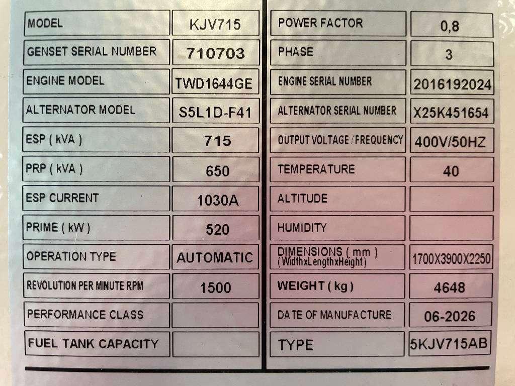 Volvo TWD1644GE - 715 kVA Generator - DPX-18884.1-O Foto 6