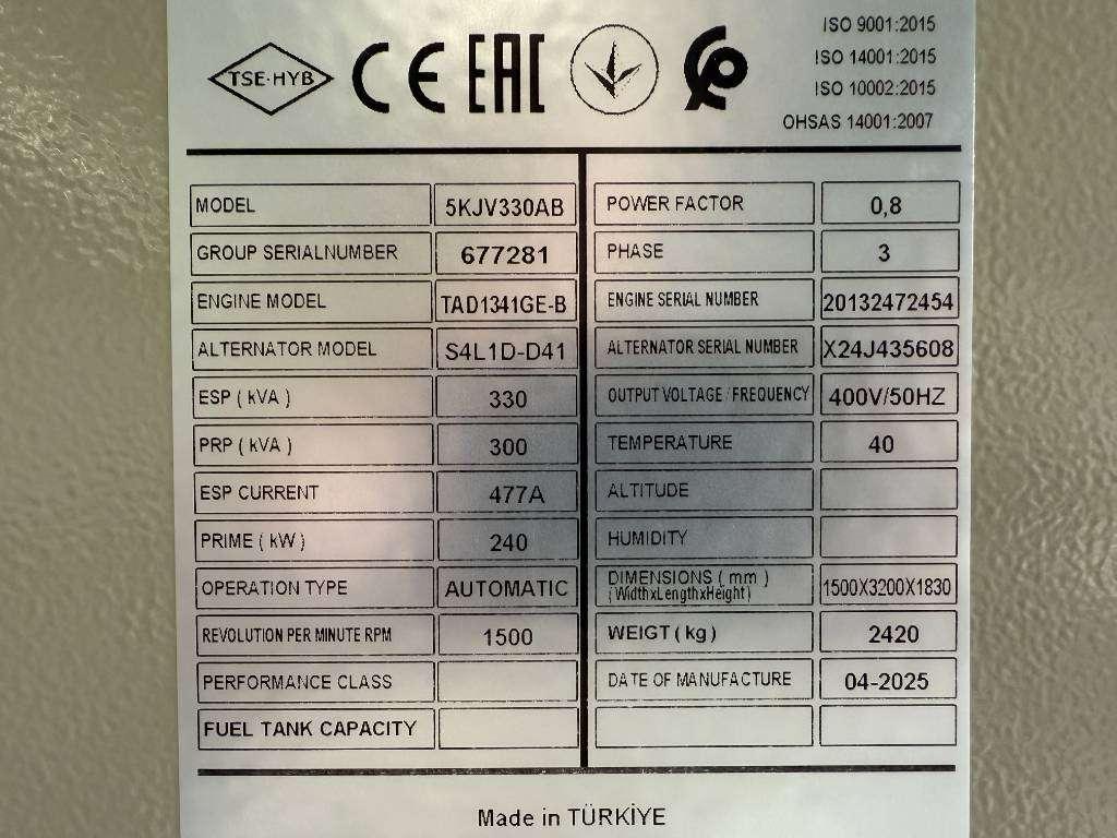 Volvo TAD1341GE - 330 kVA Generator - DPX-18877-O Foto 6