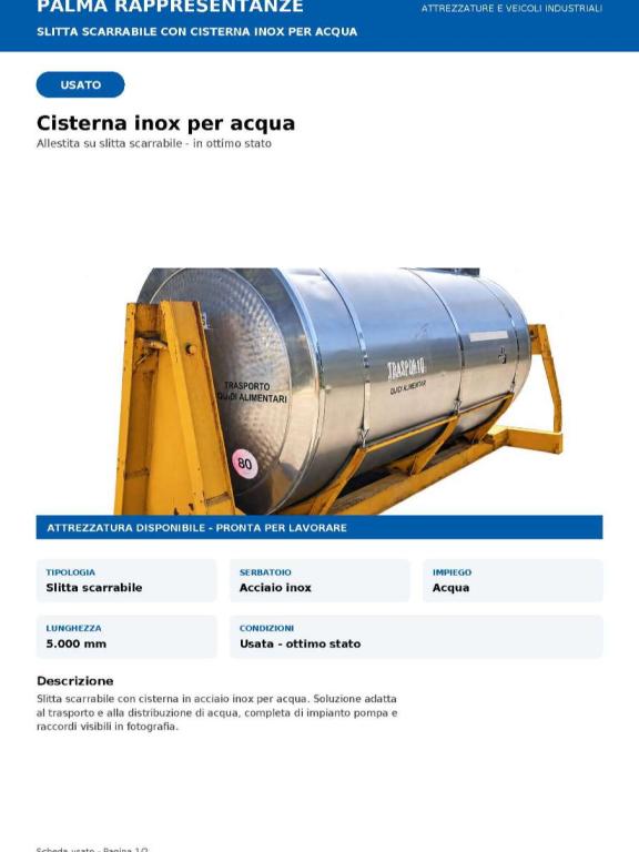 CISTERNA SCARRABILE INOX Cisterna (implemento) Foto 1