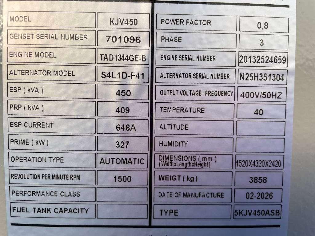 Volvo TAD1344GE - 450 kVA Generator - DPX-18880 Foto 6