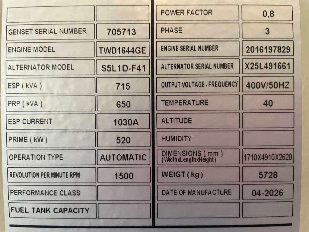 Volvo TWD1644GE - 715 kVA Generator - DPX-18884.1 Foto 6