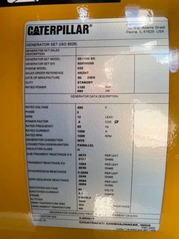 Caterpillar DE1100GC - 1.100 kVA Standby Generator - DPX-18225 Foto 6