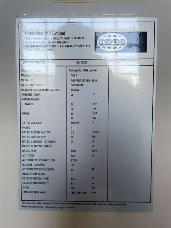 FG Wilson P65-5 - 65 kVA Open Genset - DPX-16006-O Foto 6