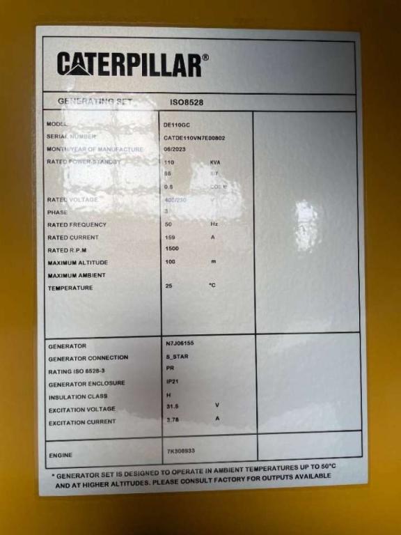 Caterpillar DE110GC - 110 kVA Stand-by Generator - DPX-18208 Foto 6