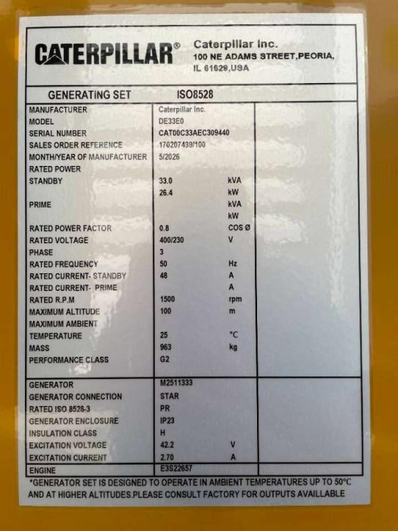 Caterpillar DE33E0 - 33 kVA Generator - DPX-18004 Foto 5