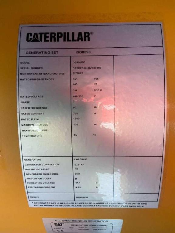 Caterpillar DE550GC - 550 kVA Stand-by Generator - DPX-18221 Foto 4
