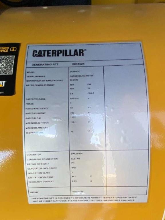 Caterpillar DE500GC - 500 kVA Stand-by Generator - DPX-18220 Foto 4