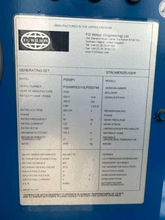 FG Wilson P-500P1 - 500 kVA Used generator - DPX-12680 Foto 5
