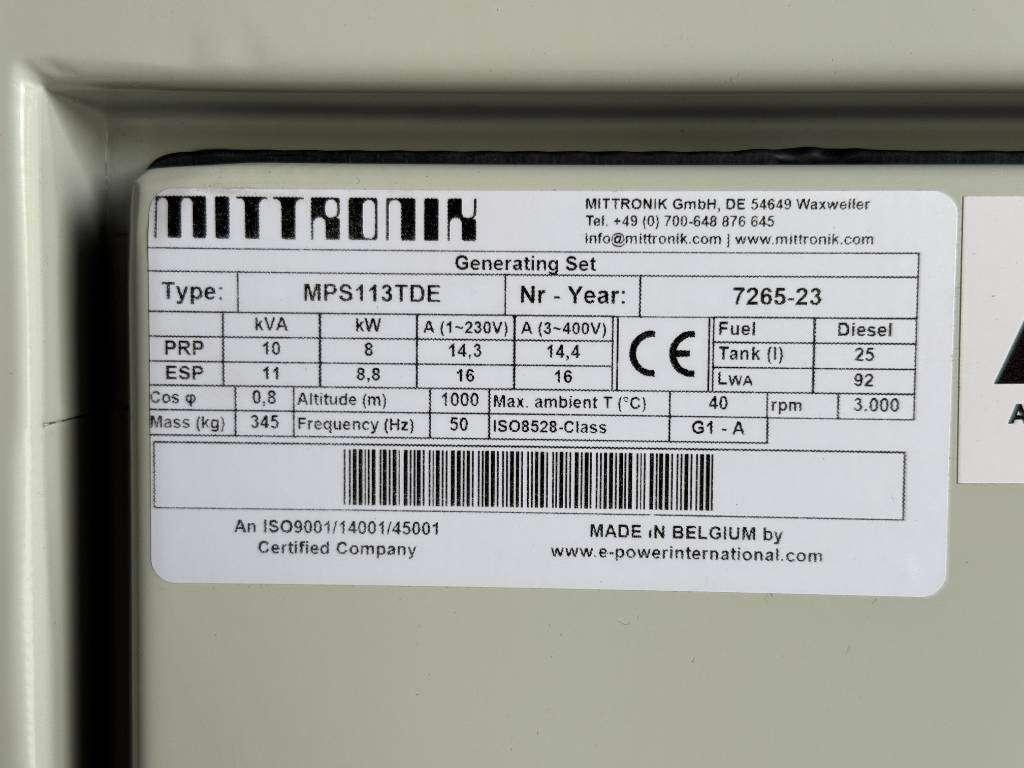 Kubota D722 - MPS113TDE - 10 kVA - Genset - DPX-25122 Foto 6