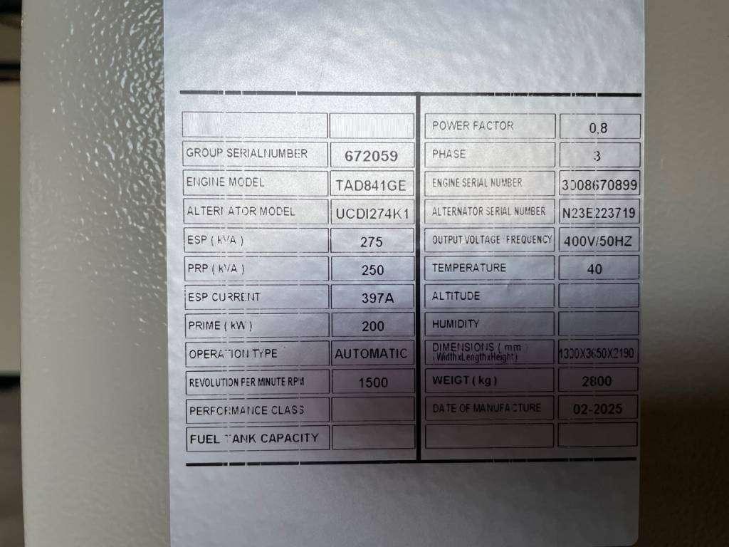 Volvo TAD841GE - 275 kVA Generator - DPX-18876 Foto 6