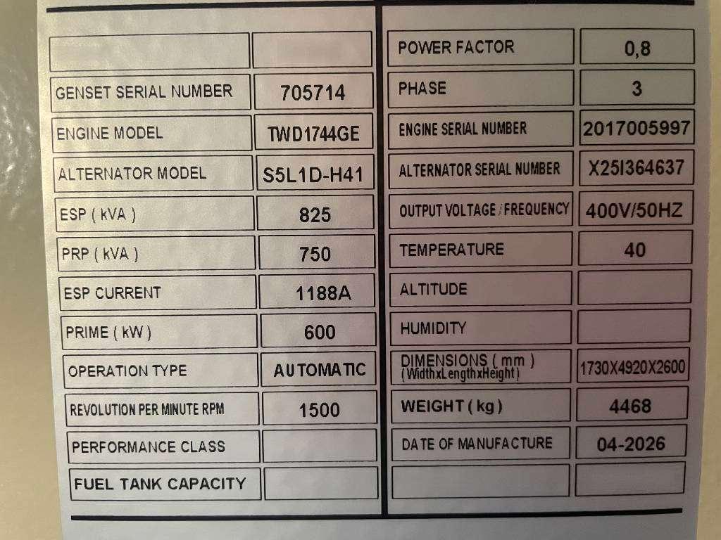 Volvo TWD1744GE - 825 kVA Generator - DPX-18886 Foto 5